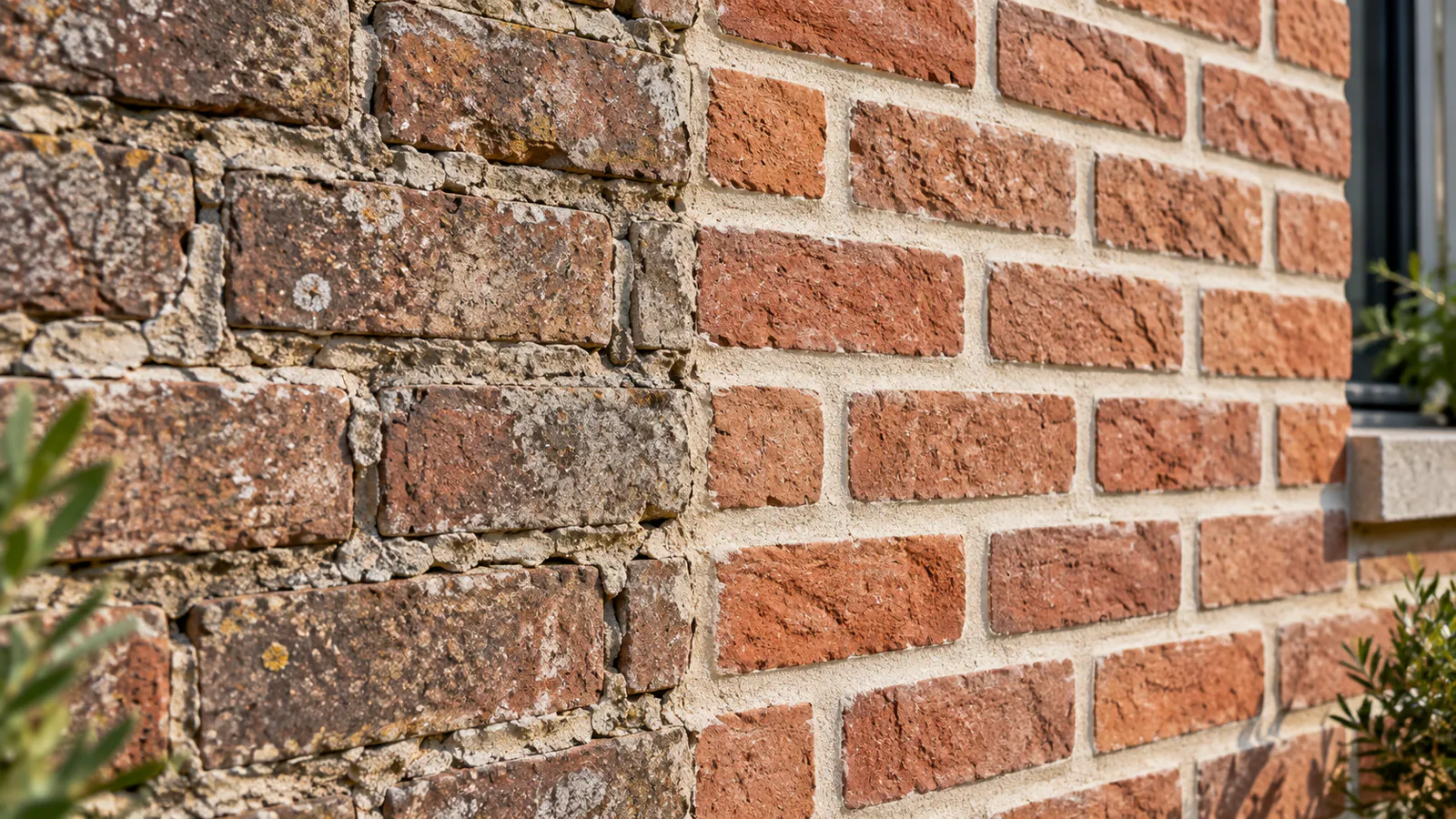 Illustration : rénovation des joints d'un mur extérieur en briques