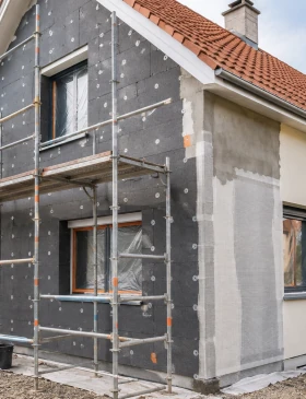 Illustration : avant après isolation thermique par l'extérieur et rénovation de façade